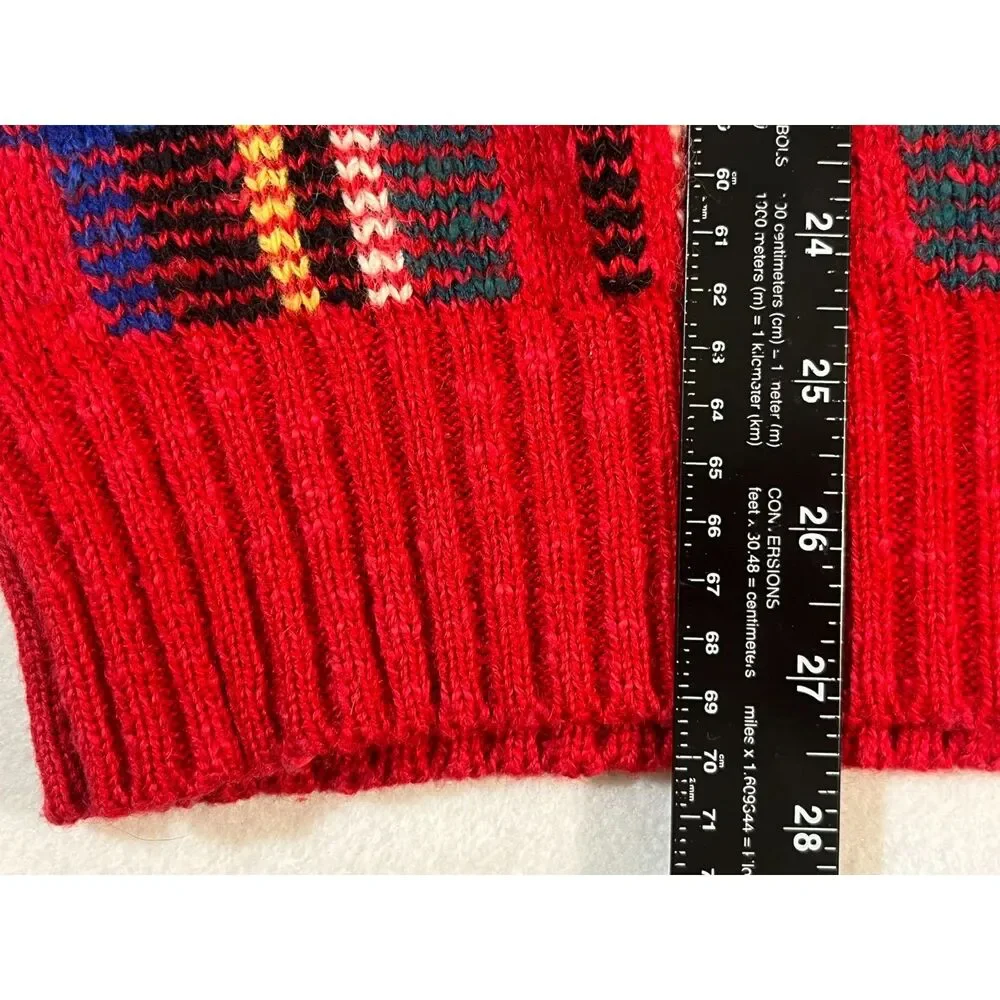 VTG Gant Wool Blend Red Plaid Sweater Pullover Grandpa Y2K Mens XL Cabin Cozy